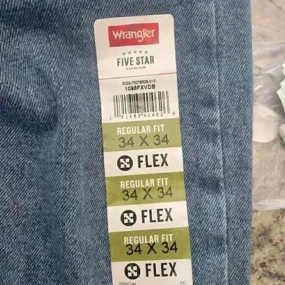 Wrangler Men's Medium Wash Blue Cotton/Spandex Regular Fit Comfort Flex Relaxed - Picture 11 of 13